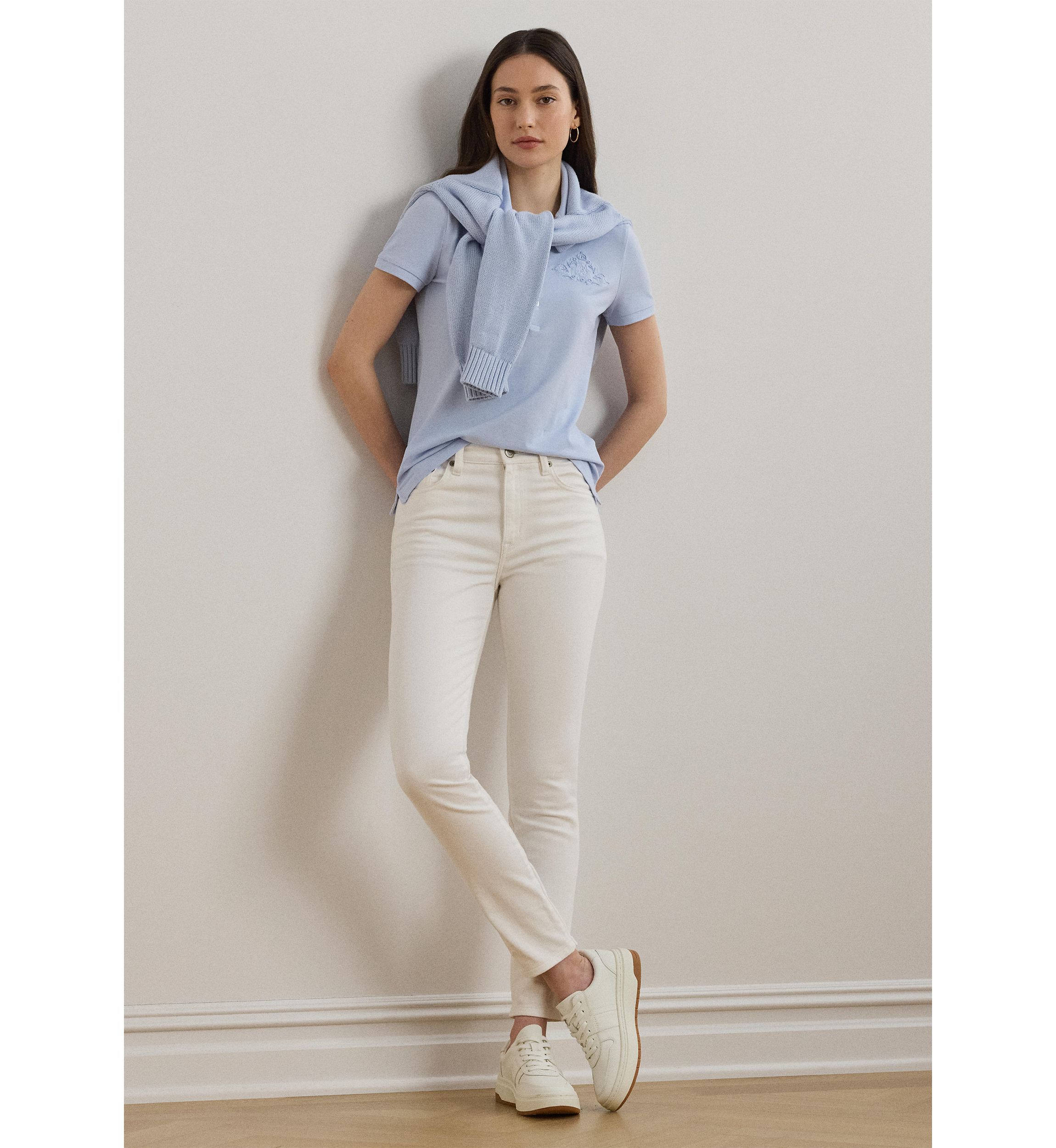 Floral Logo Cotton Piqué Polo Shirt