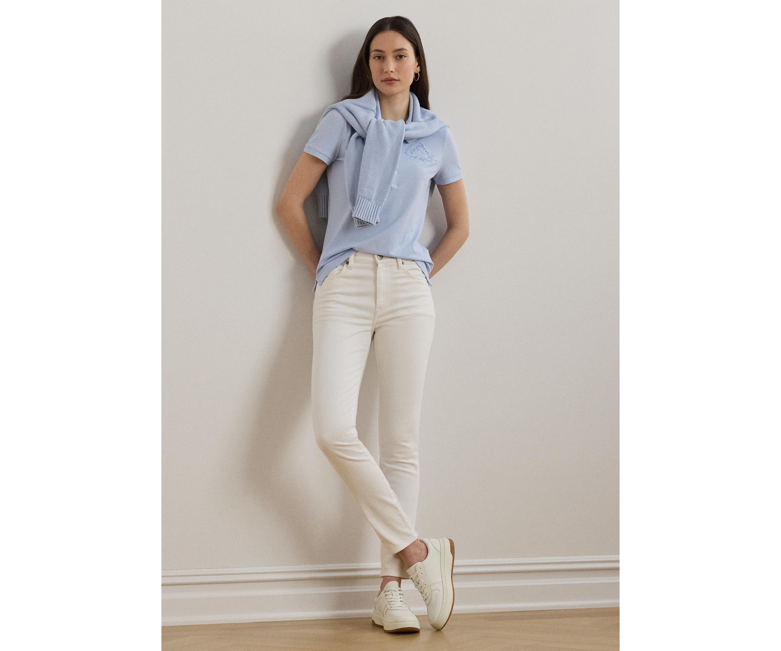 Floral Logo Cotton Piqué Polo Shirt