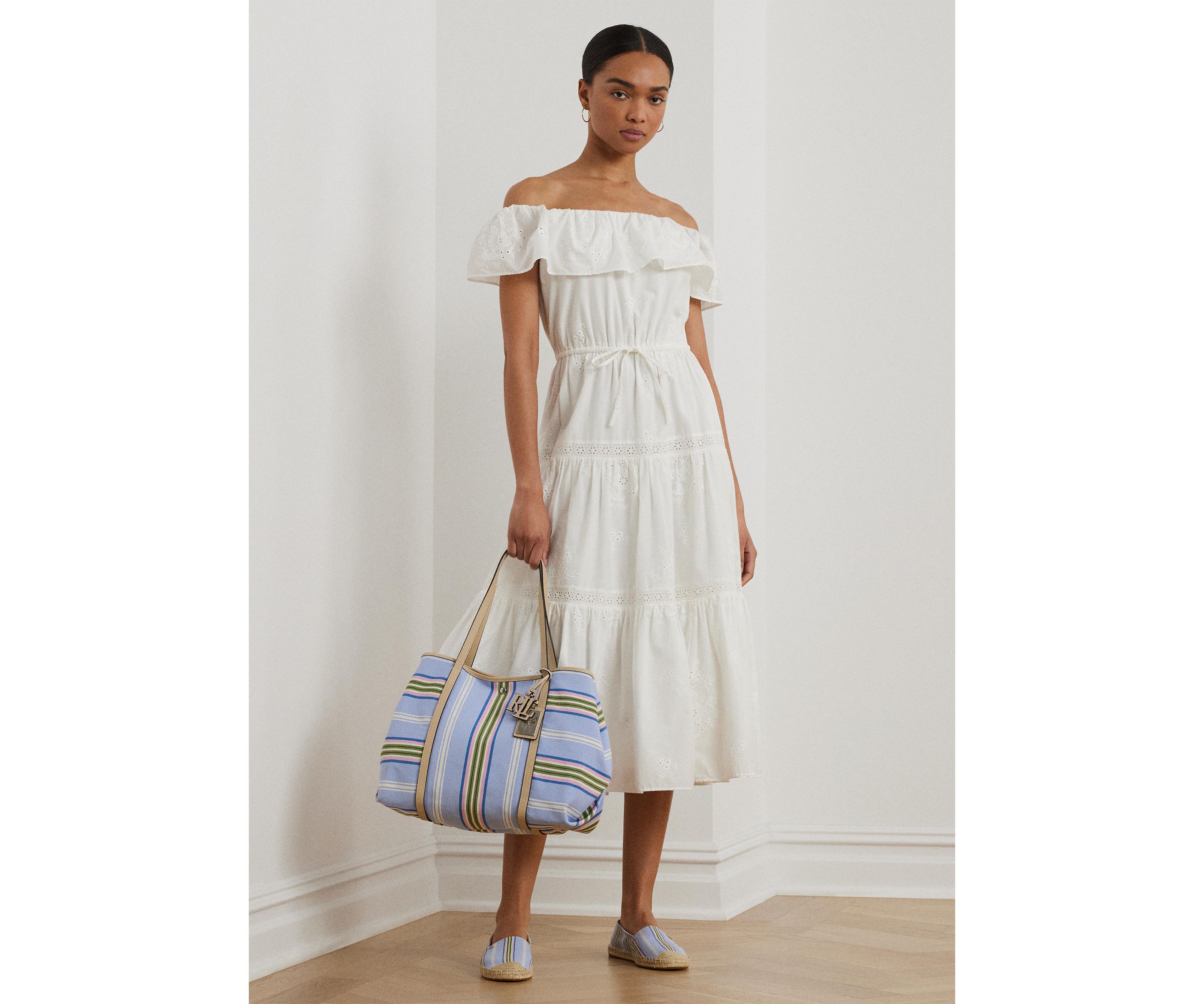 Cotton Off the Shoulder Tiered Dress