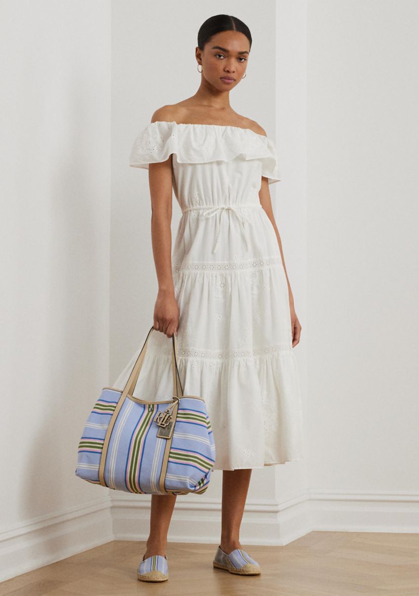 Cotton Off the Shoulder Tiered Dress