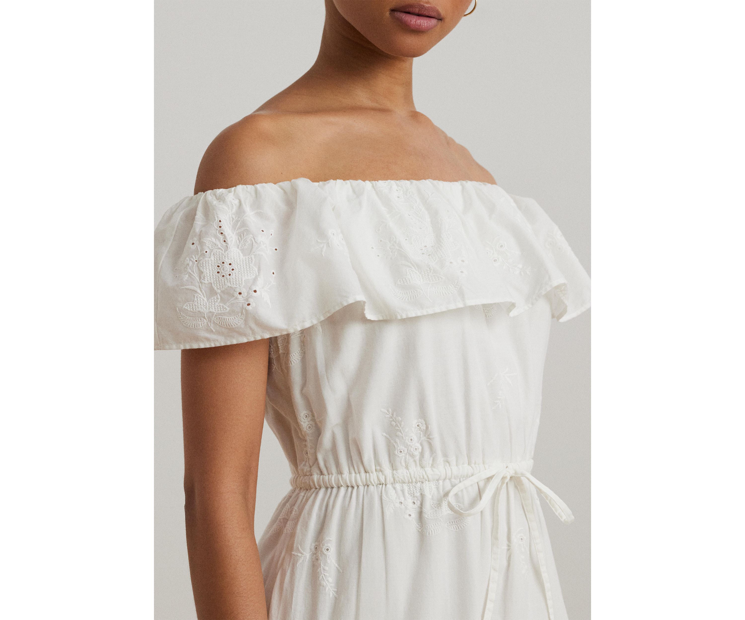 Cotton Off the Shoulder Tiered Dress