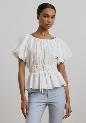 Lauren Ralph Lauren Eyelet Cotton Voile Peplum Blouse | Belk