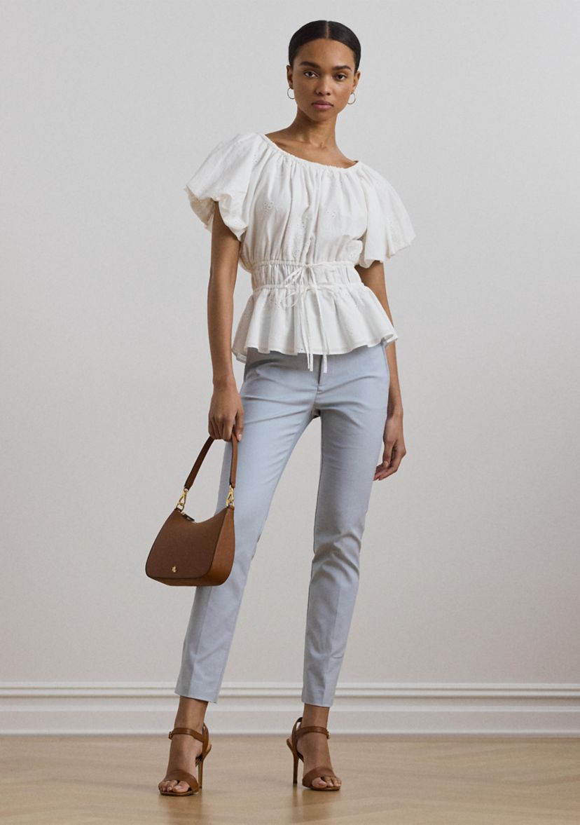 Eyelet Cotton Voile Peplum Blouse