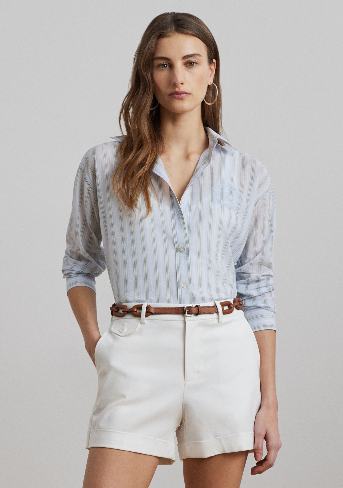 Oversize Striped Cotton Voile Shirt