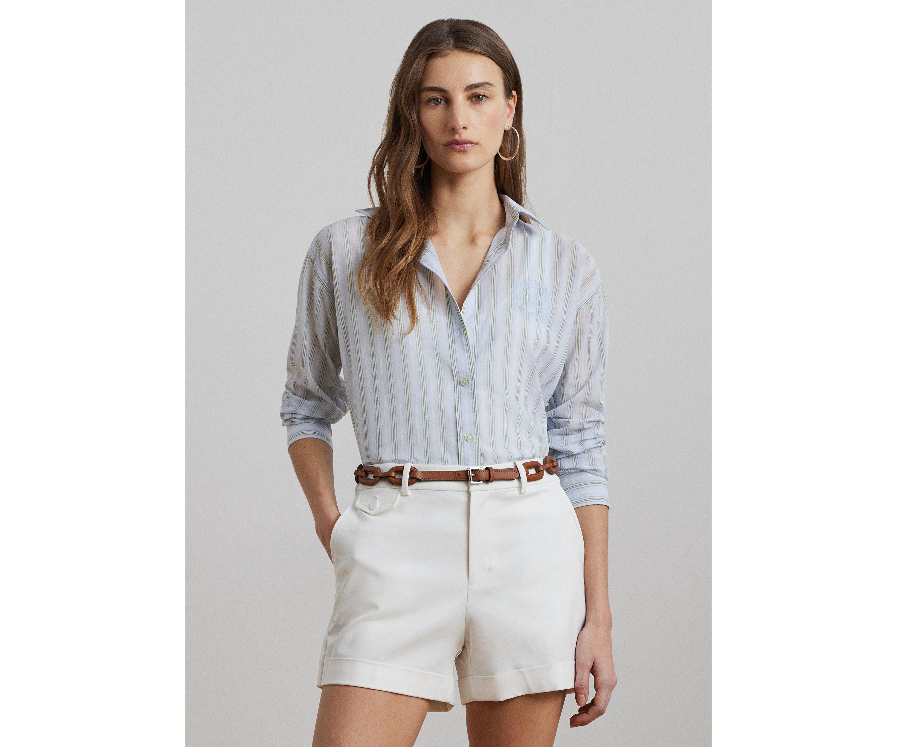 Oversize Striped Cotton Voile Shirt
