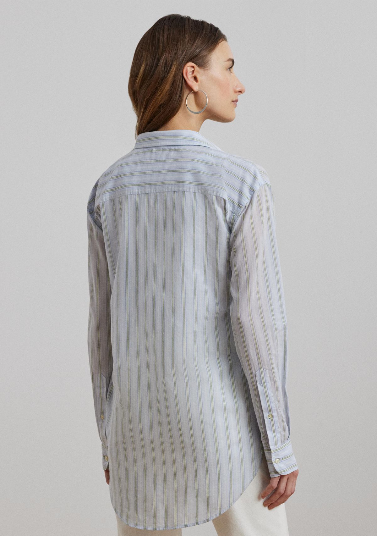 Oversize Striped Cotton Voile Shirt