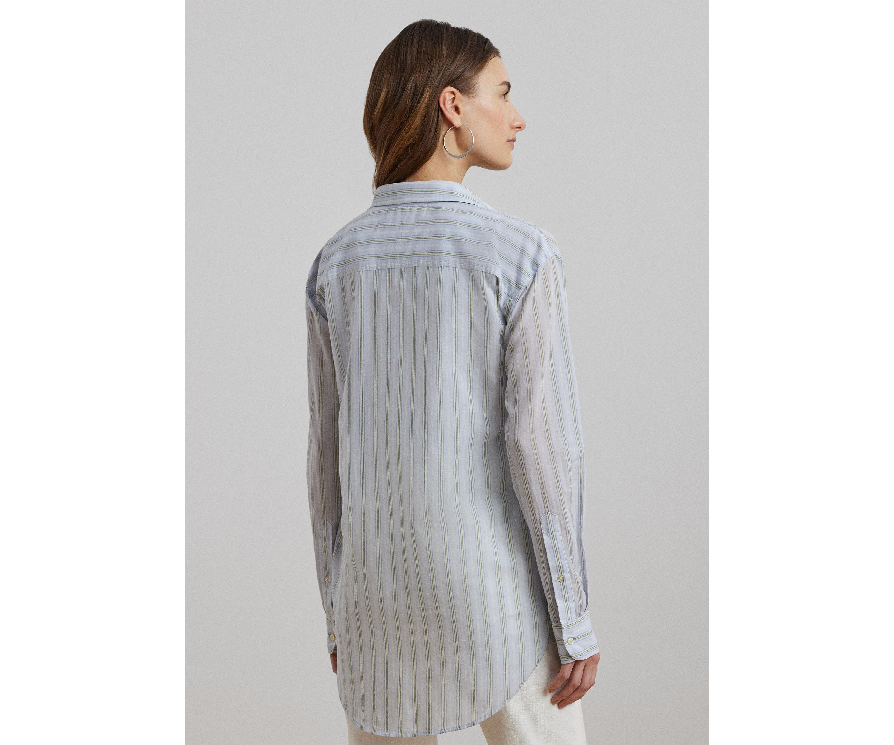 Oversize Striped Cotton Voile Shirt