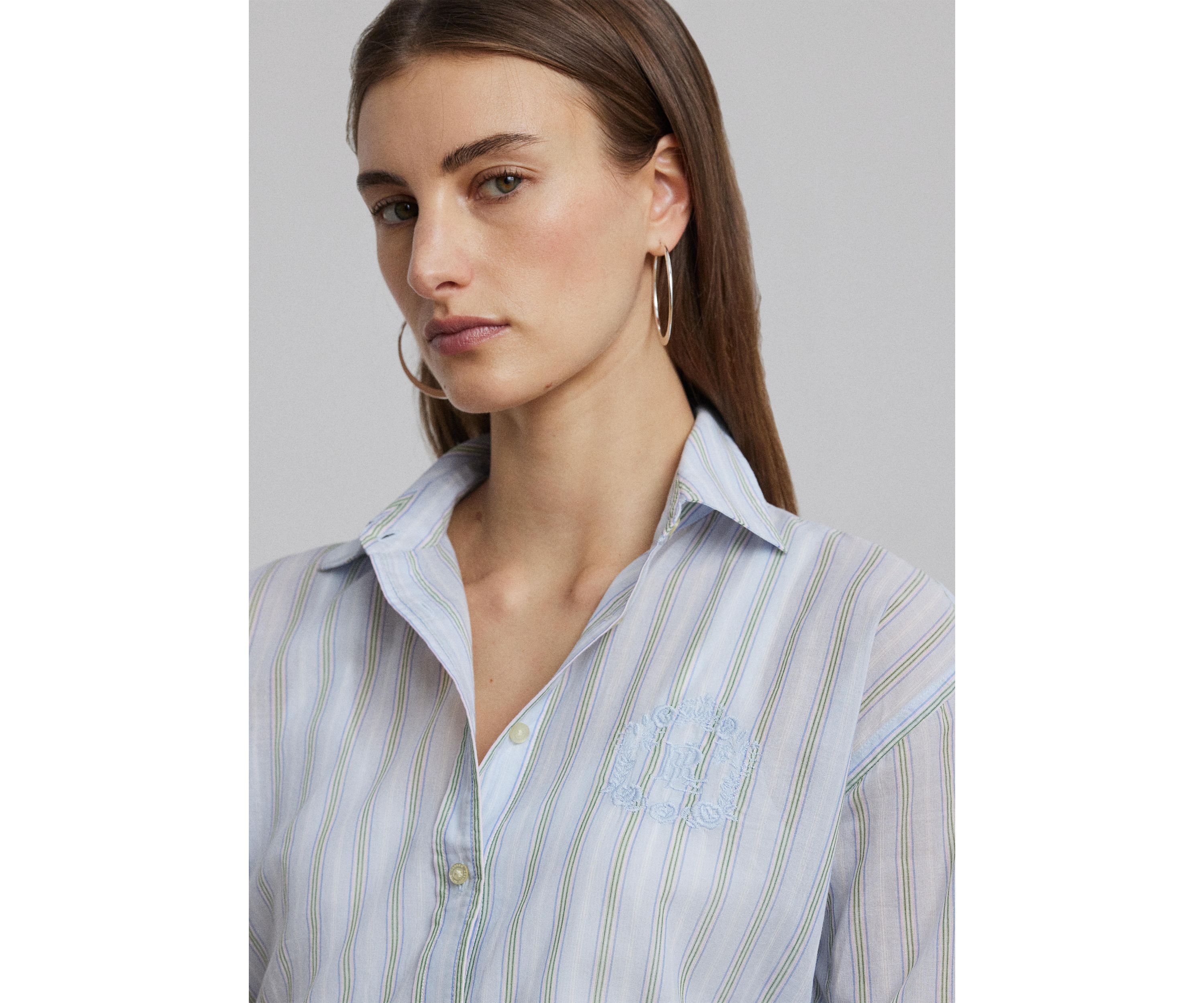 Oversize Striped Cotton Voile Shirt
