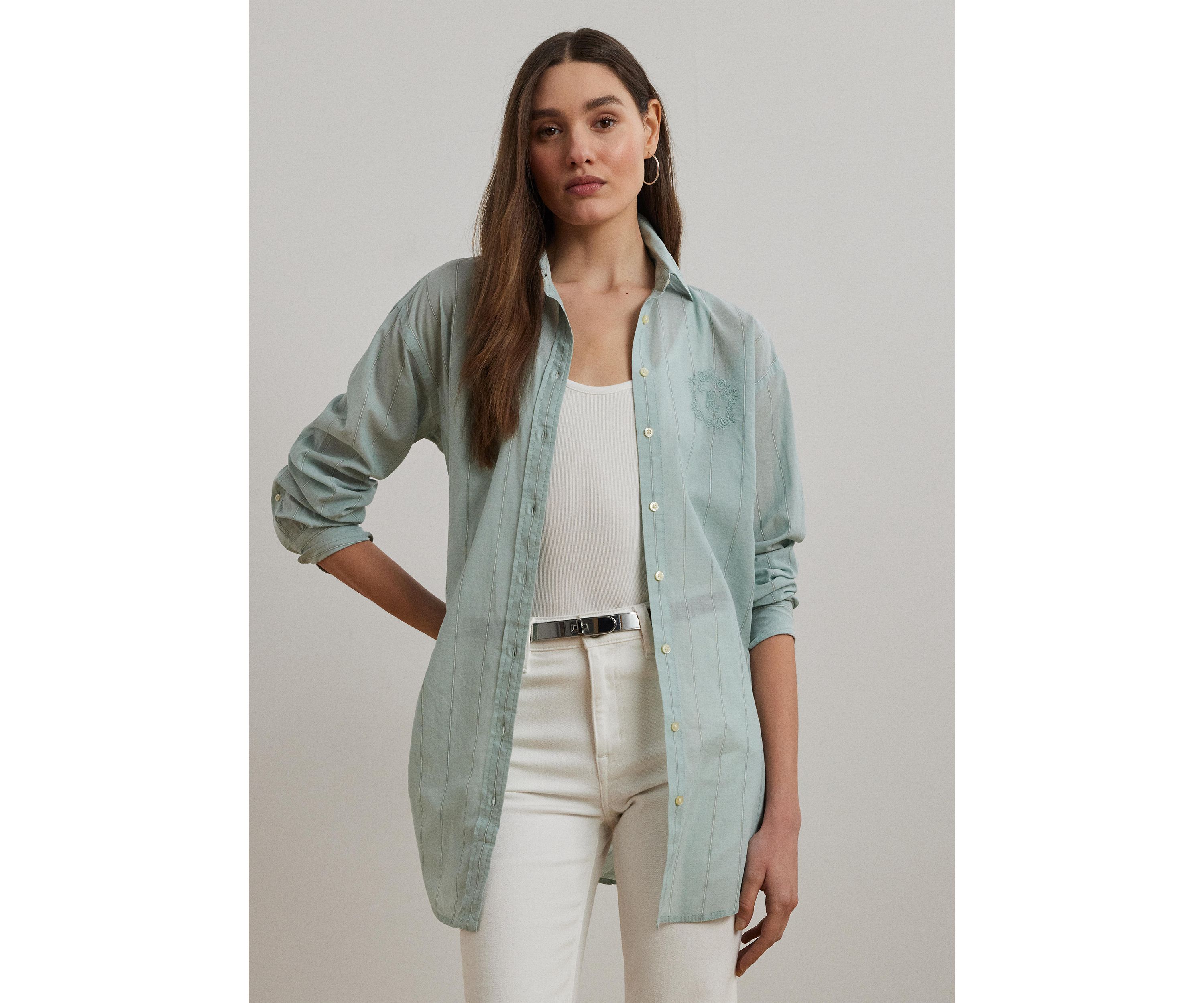 Oversize Striped Cotton Voile Shirt