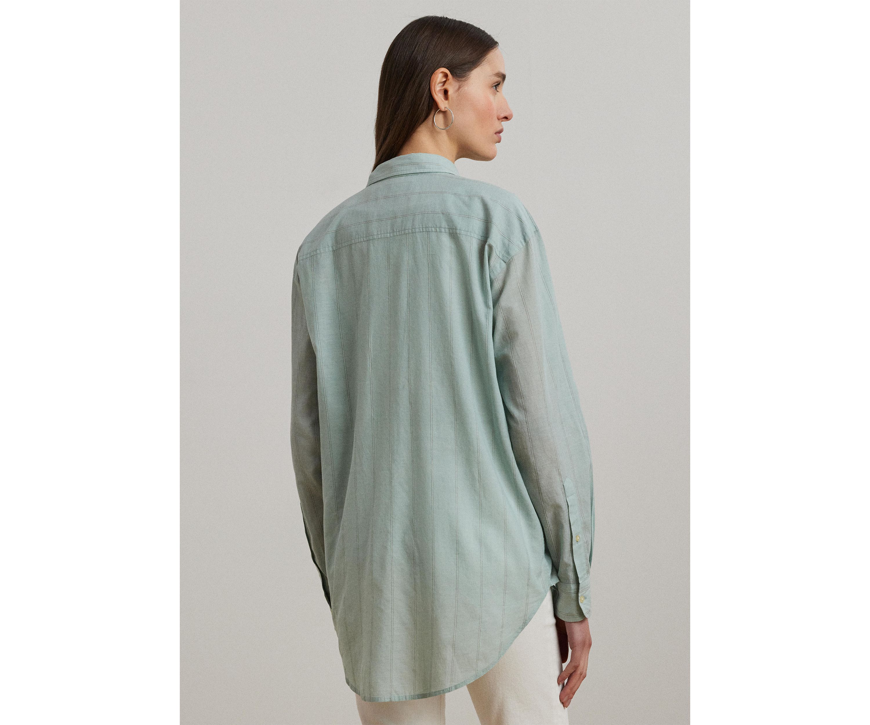Oversize Striped Cotton Voile Shirt