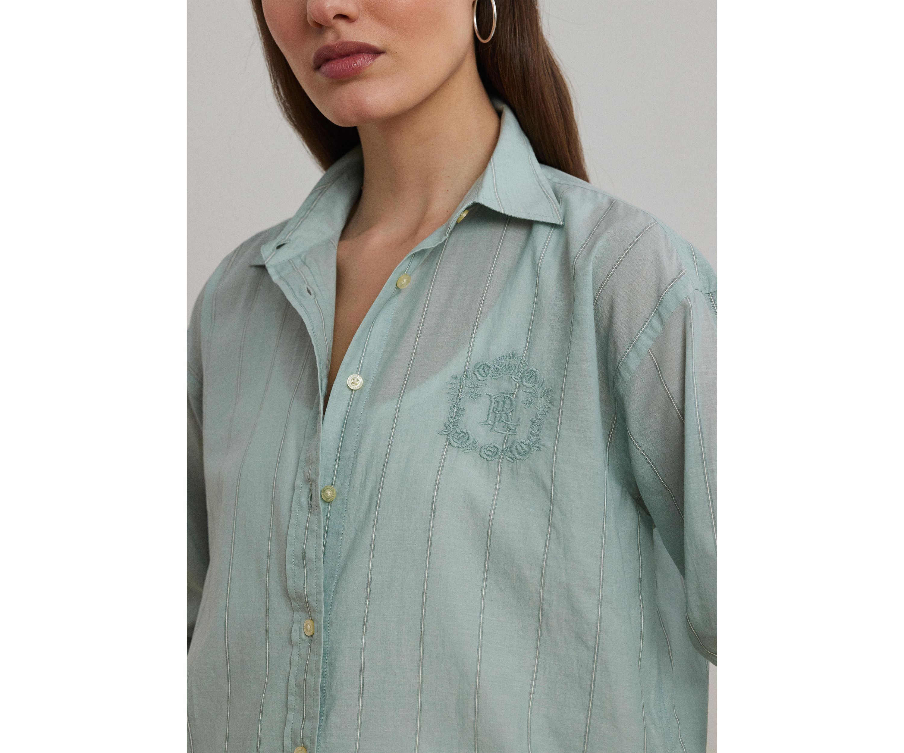 Oversize Striped Cotton Voile Shirt