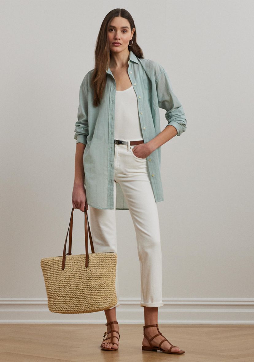 Oversize Striped Cotton Voile Shirt