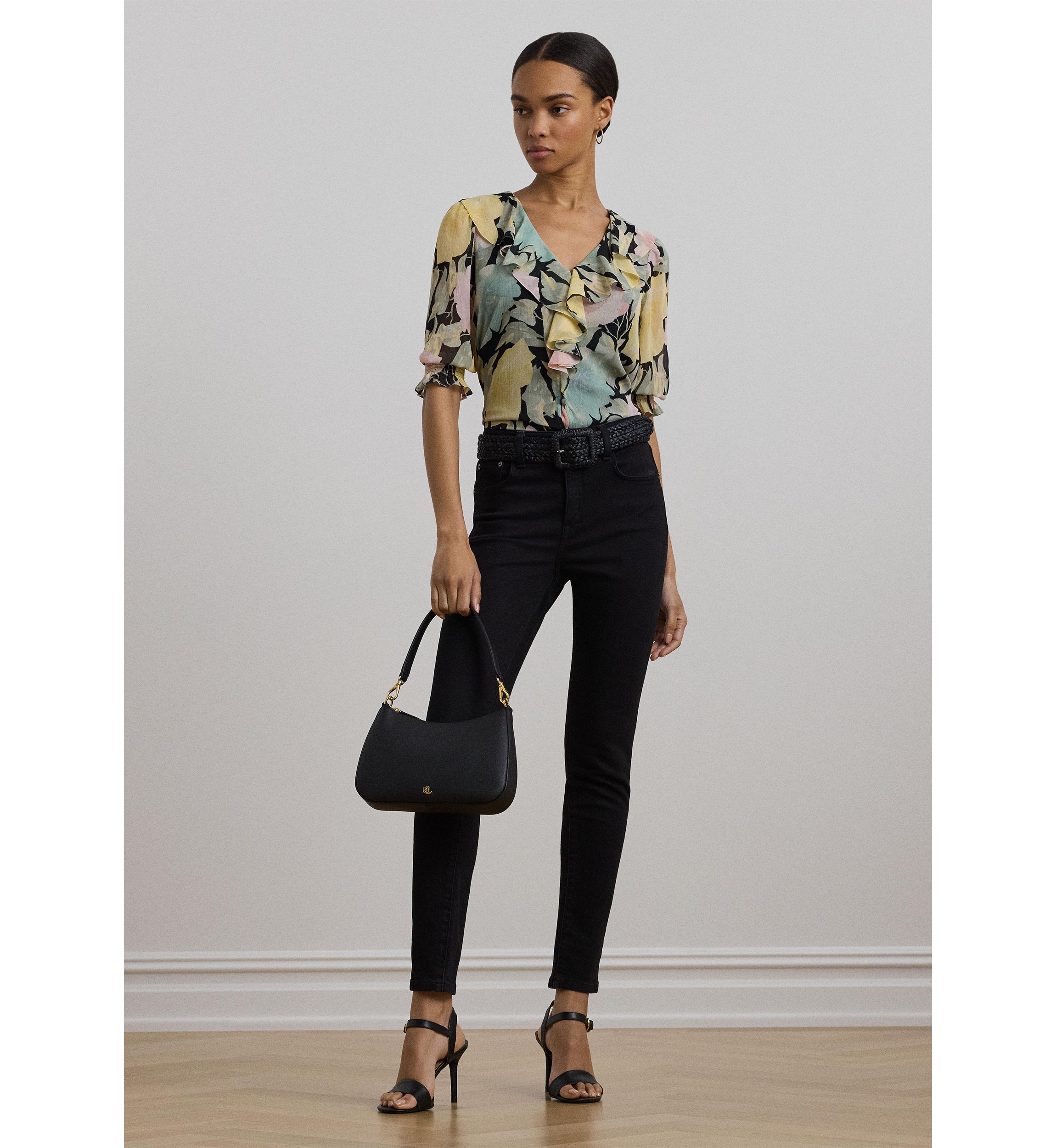 Floral Georgette Ruffle Trim Blouse