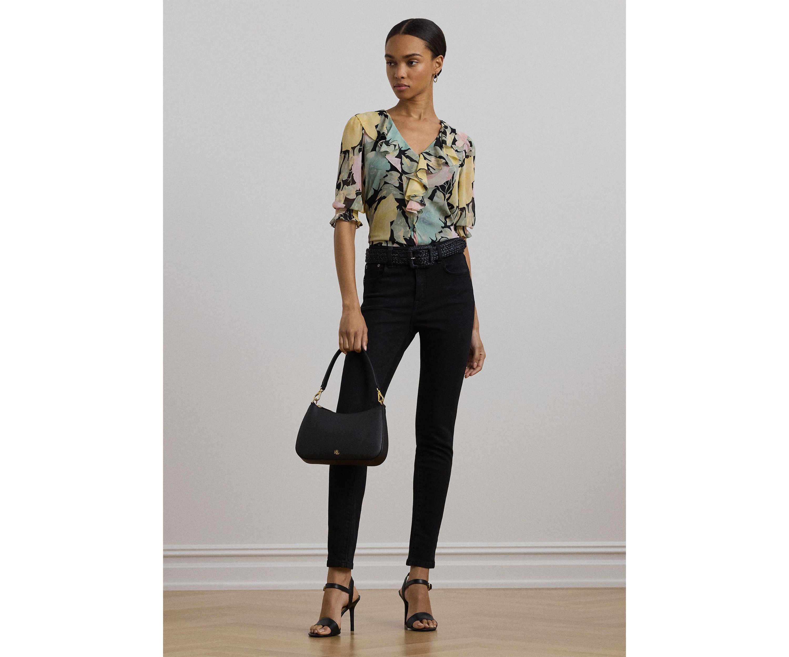 Floral Georgette Ruffle Trim Blouse