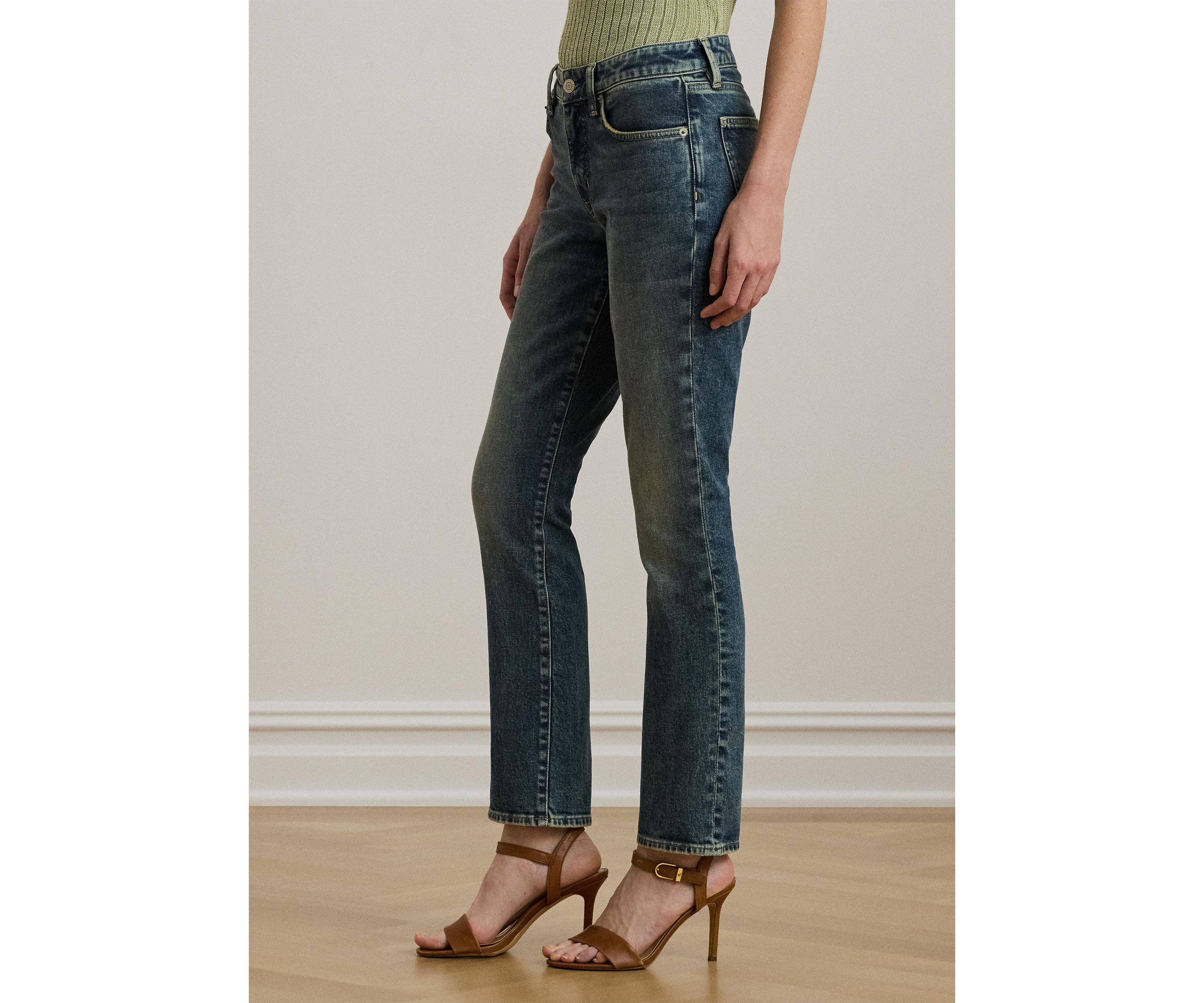Womens Mid-Rise Straight Ankle Jeans