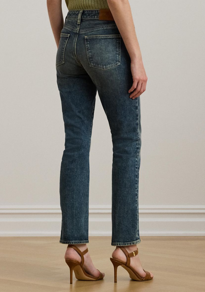 Womens Mid-Rise Straight Ankle Jeans