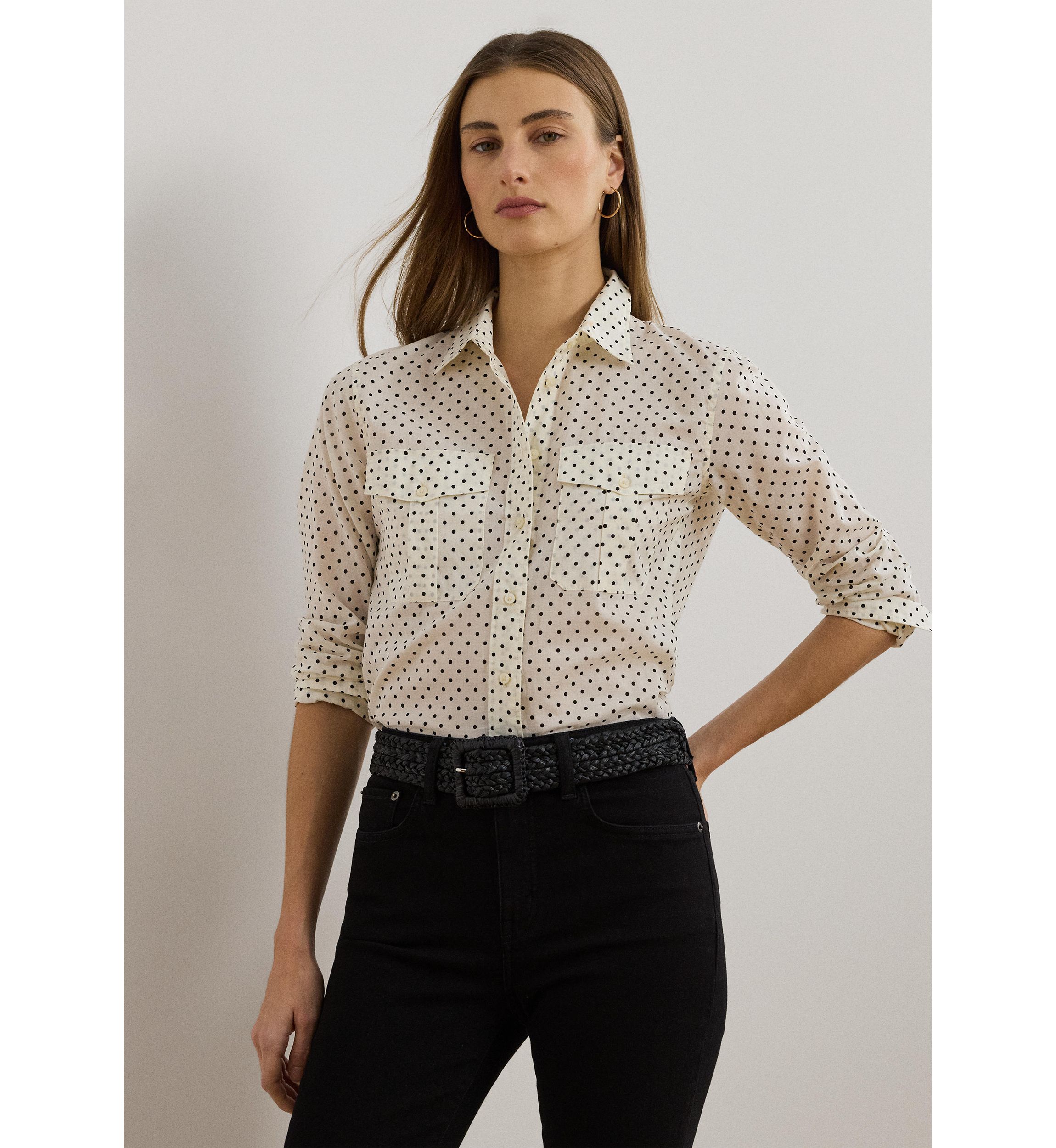 Classic Fit Polka Dot Cotton Voile Shirt