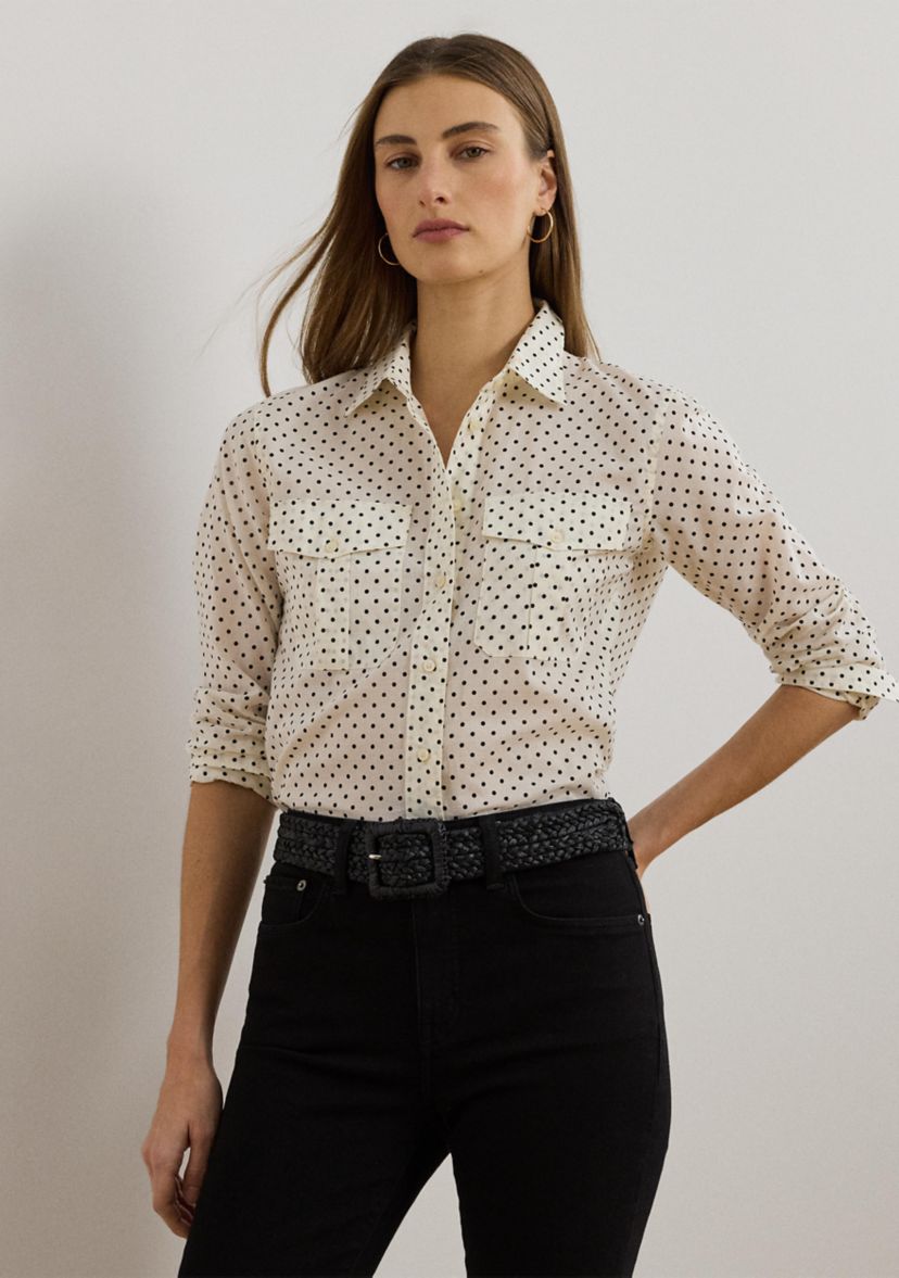 Classic Fit Polka Dot Cotton Voile Shirt