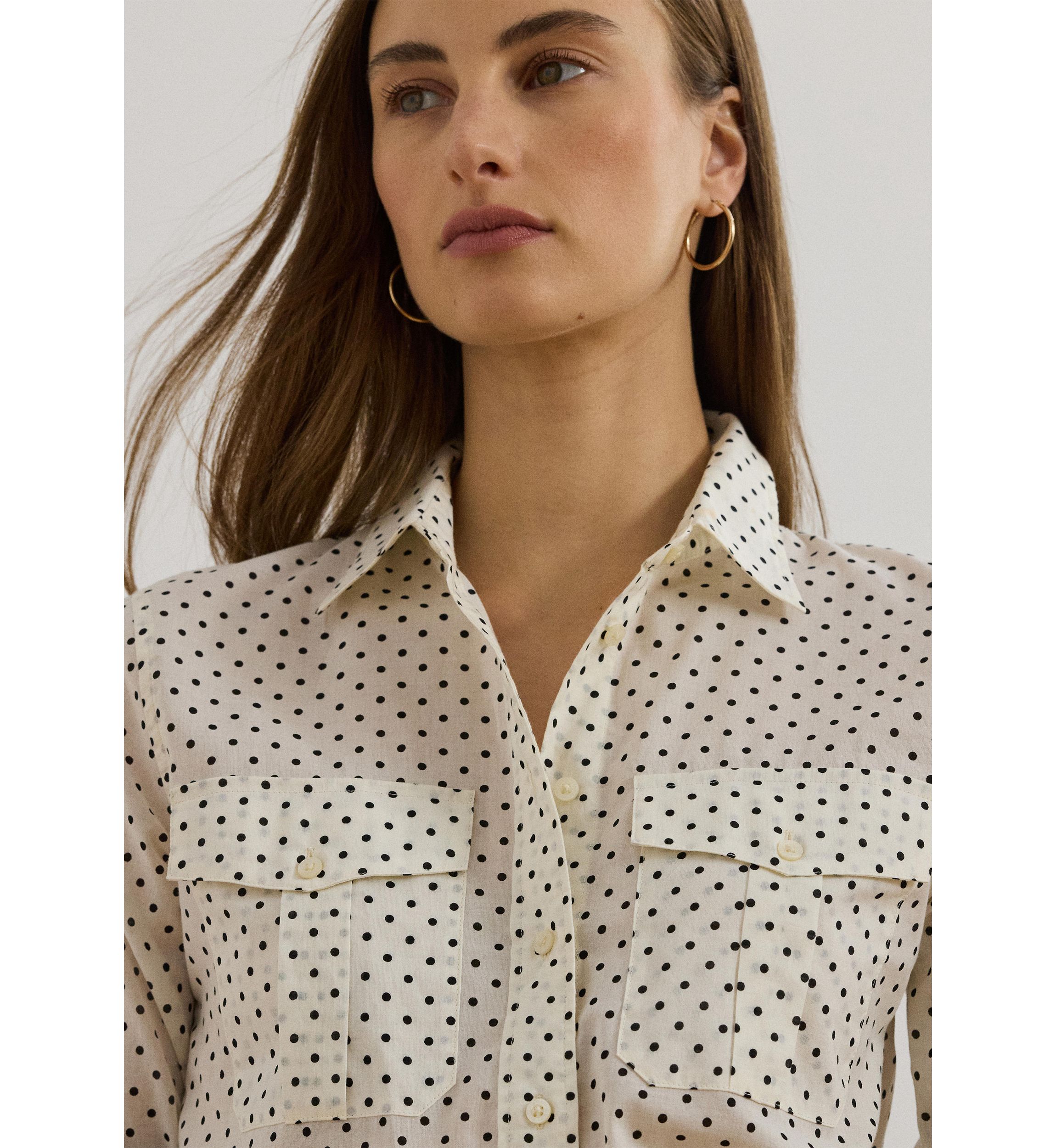 Classic Fit Polka Dot Cotton Voile Shirt