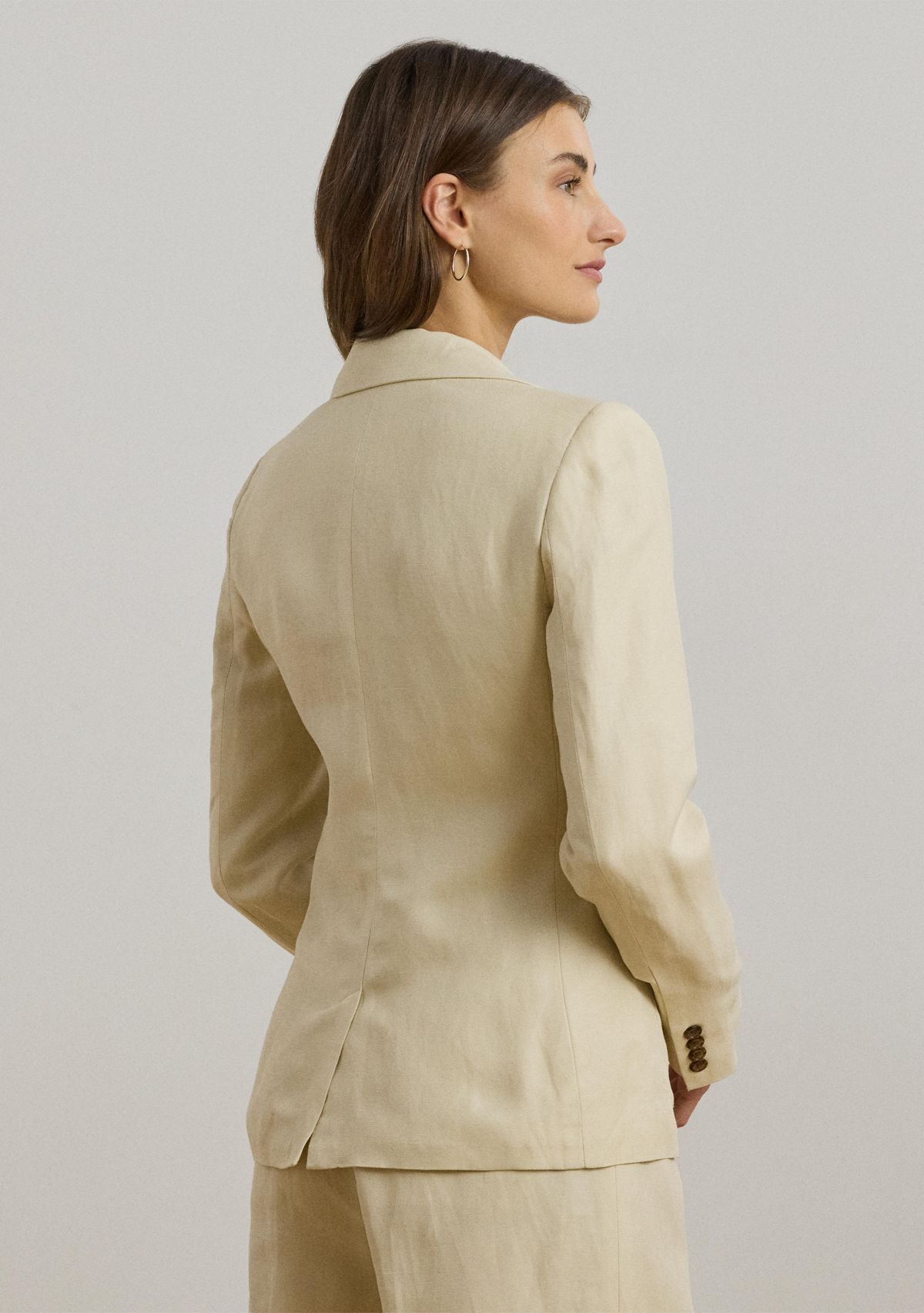 Womens Linen-Blend Twill Blazer