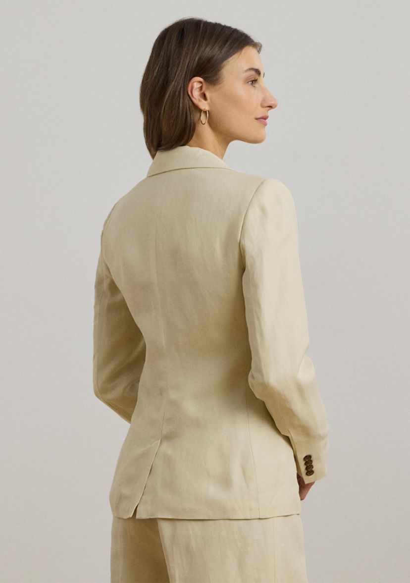 Womens Linen-Blend Twill Blazer