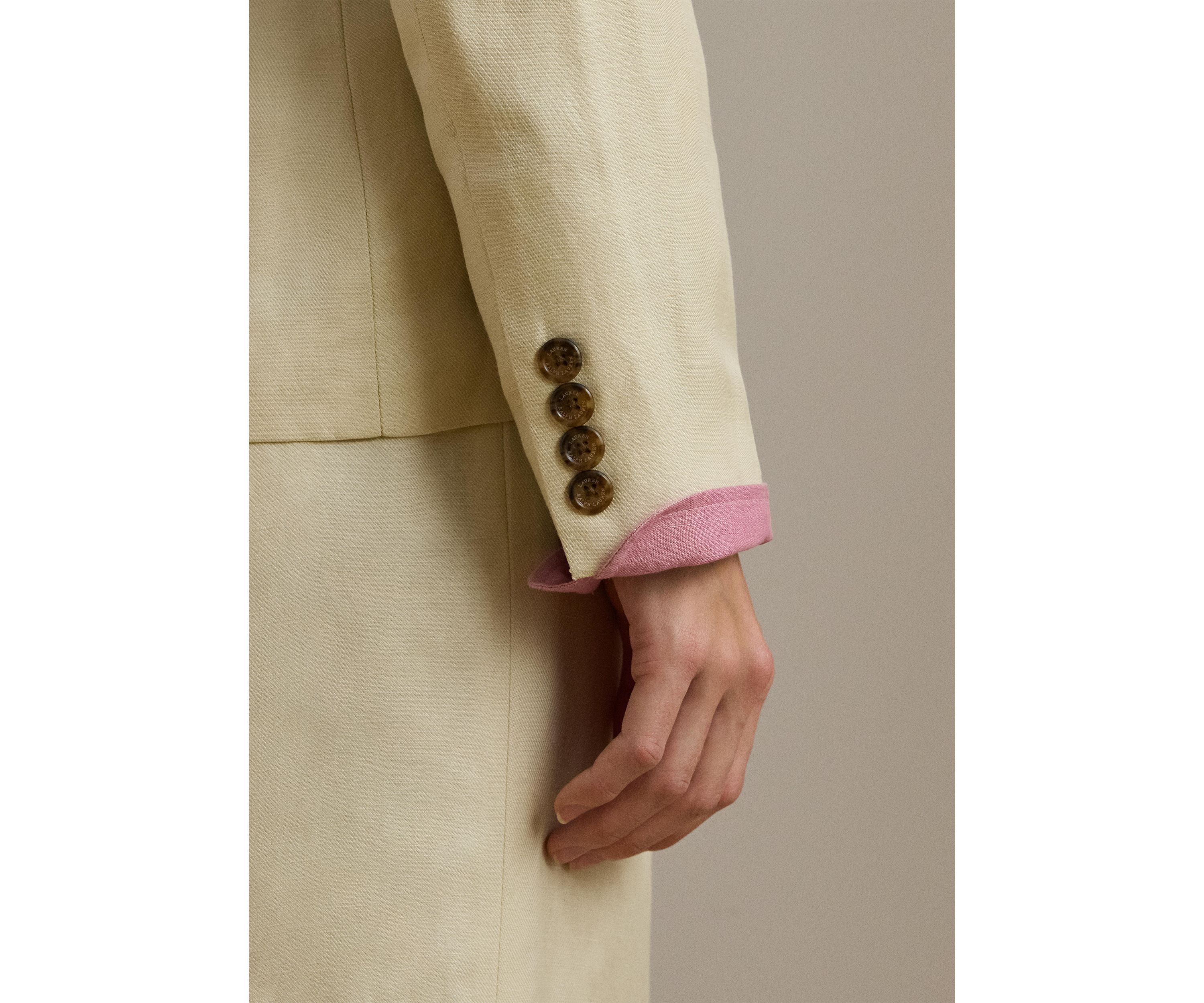 Womens Linen-Blend Twill Blazer