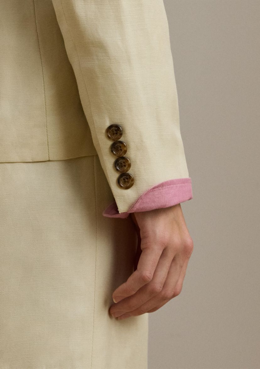 Womens Linen-Blend Twill Blazer