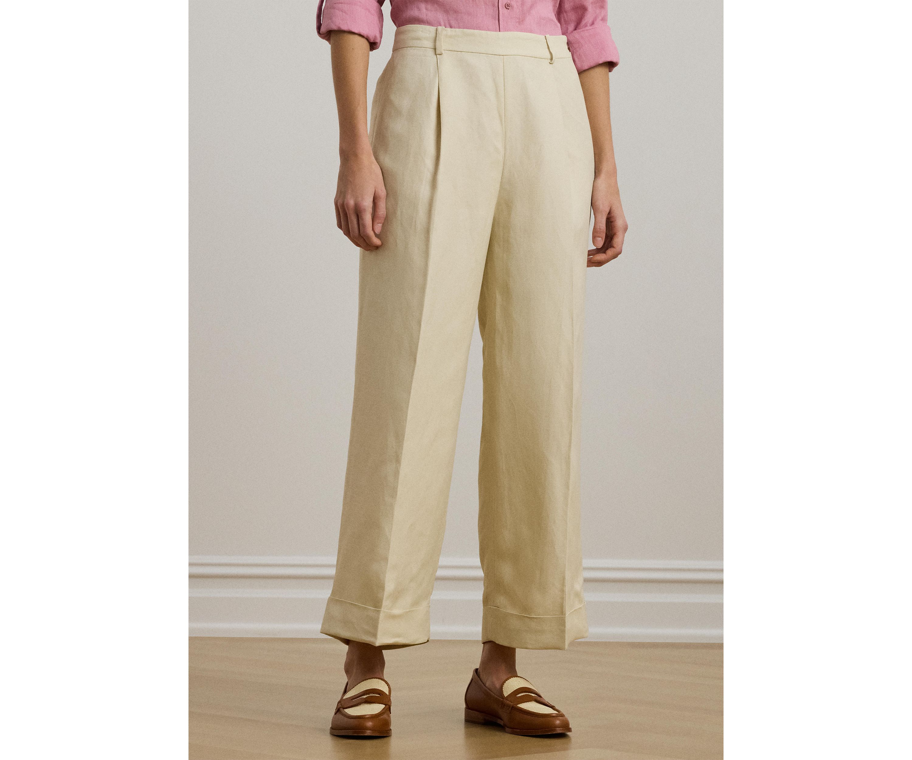 Linen Blend Twill Wide Leg Pants