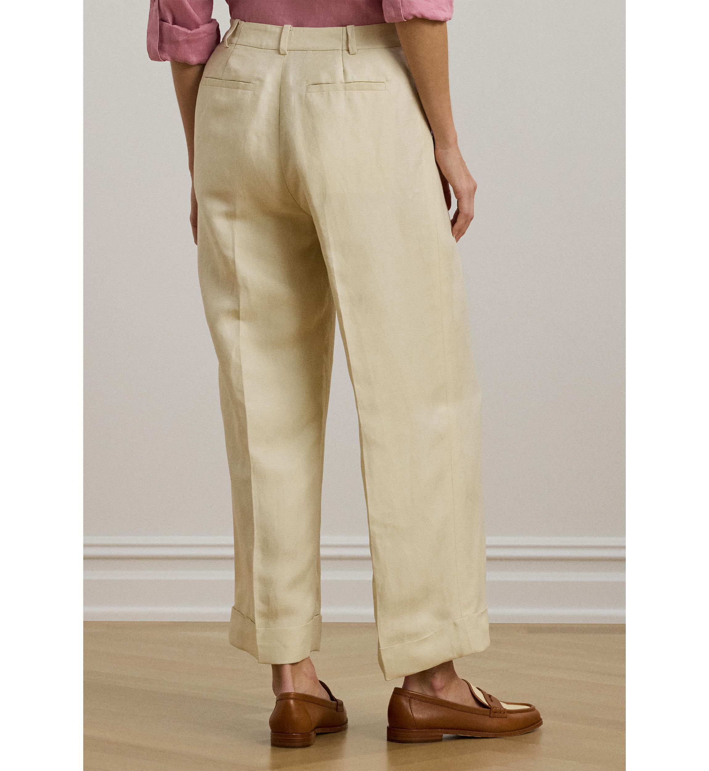 Linen Blend Twill Wide Leg Pants