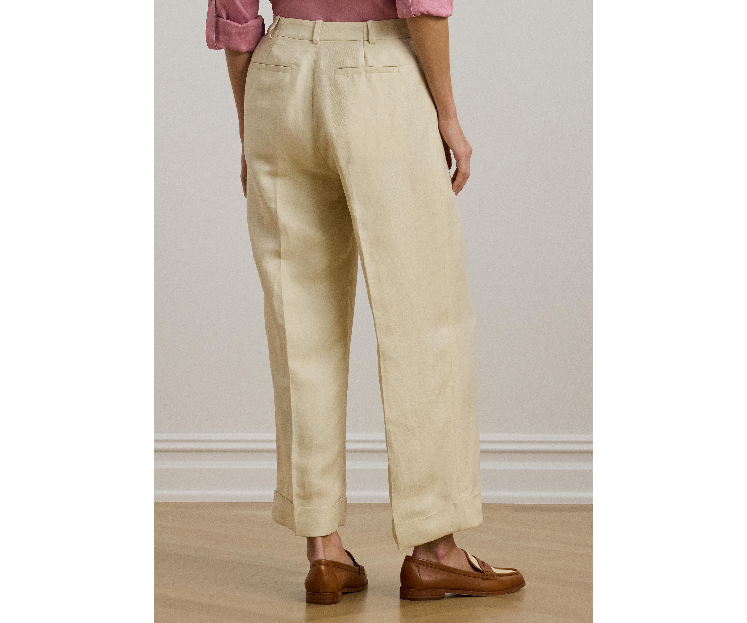 Linen Blend Twill Wide Leg Pants