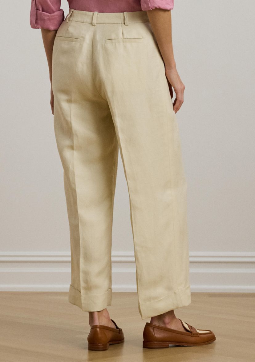 Linen Blend Twill Wide Leg Pants