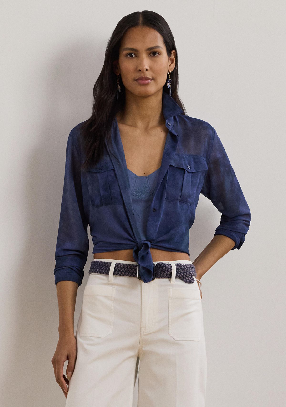Classic Fit Print Chiffon Shirt