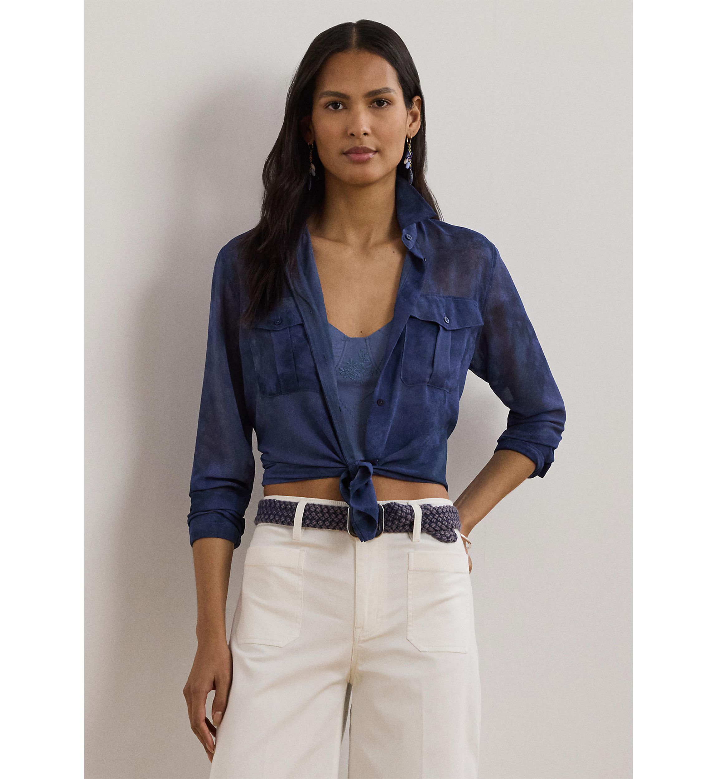 Classic Fit Print Chiffon Shirt