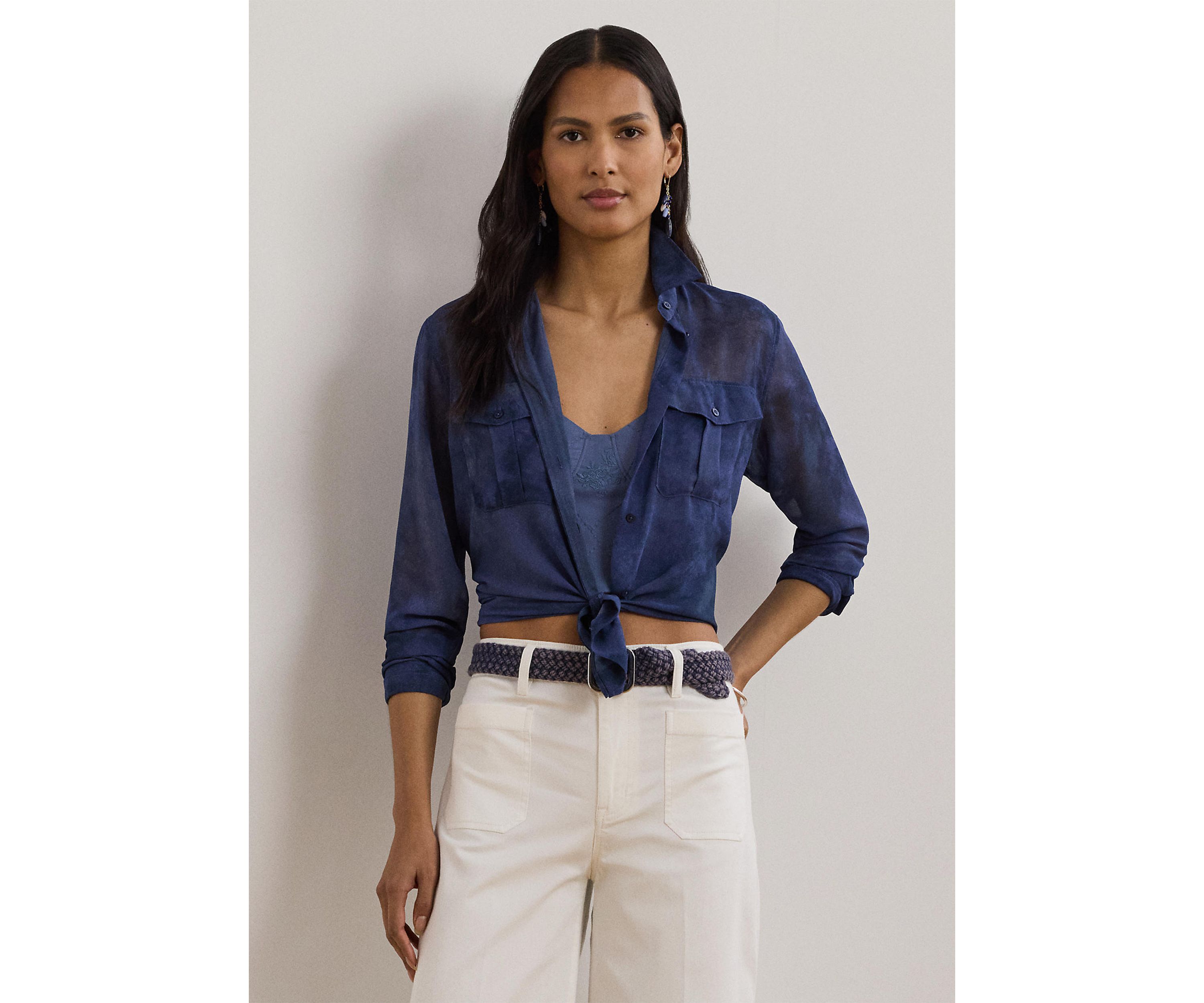 Classic Fit Print Chiffon Shirt