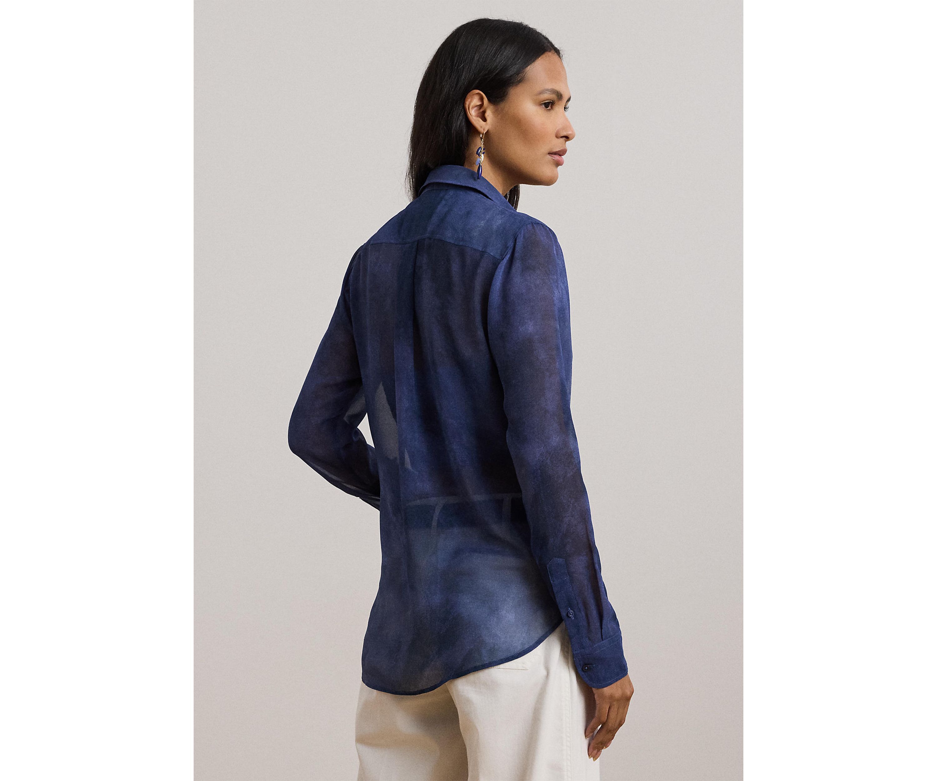 Classic Fit Print Chiffon Shirt