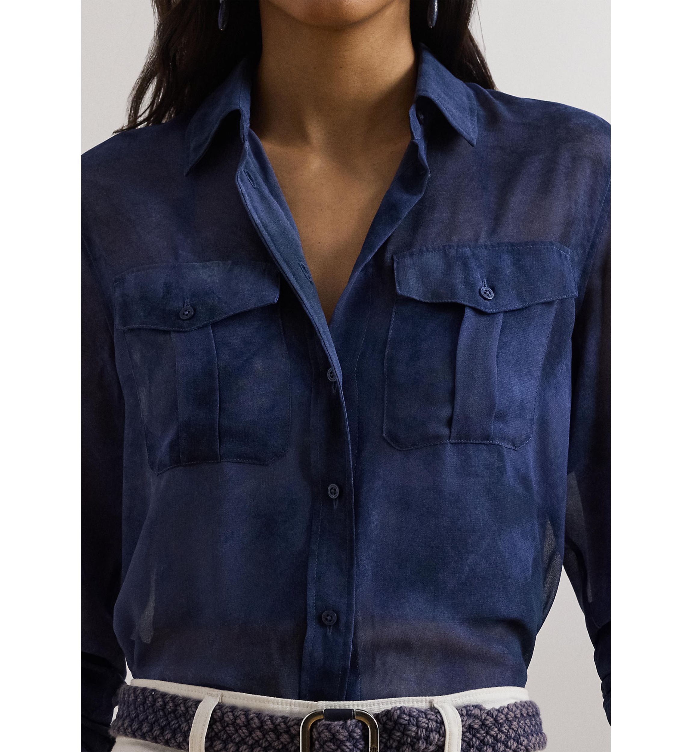 Classic Fit Print Chiffon Shirt