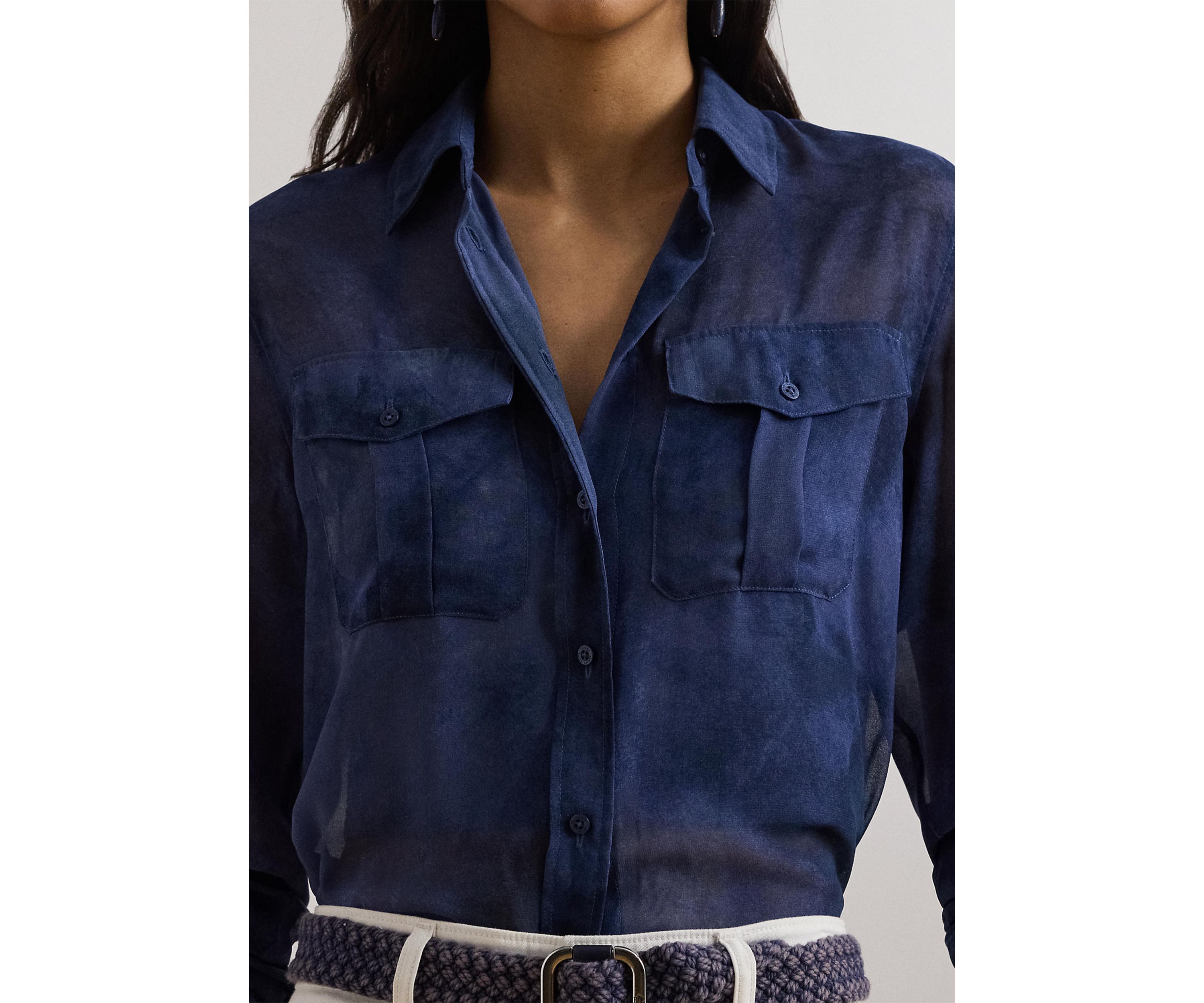 Classic Fit Print Chiffon Shirt