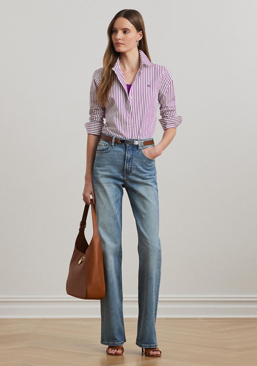 Womens Classic Fit Striped Broadcloth Shirt