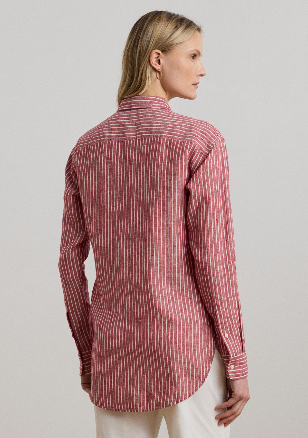 Womens Relaxed Fit Striped Linen Shirt