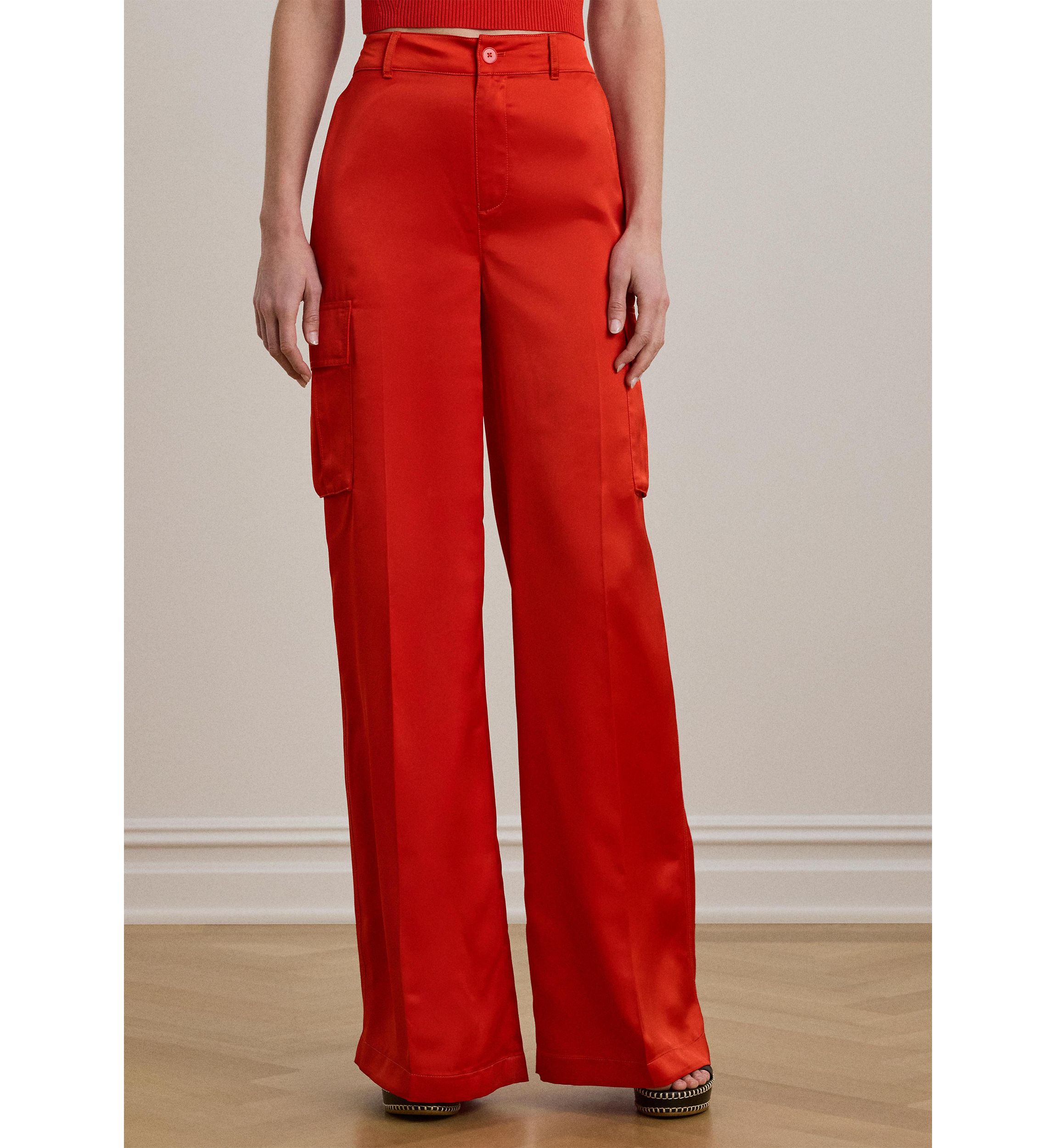 Satin Charmeuse Wide Leg Cargo Pants