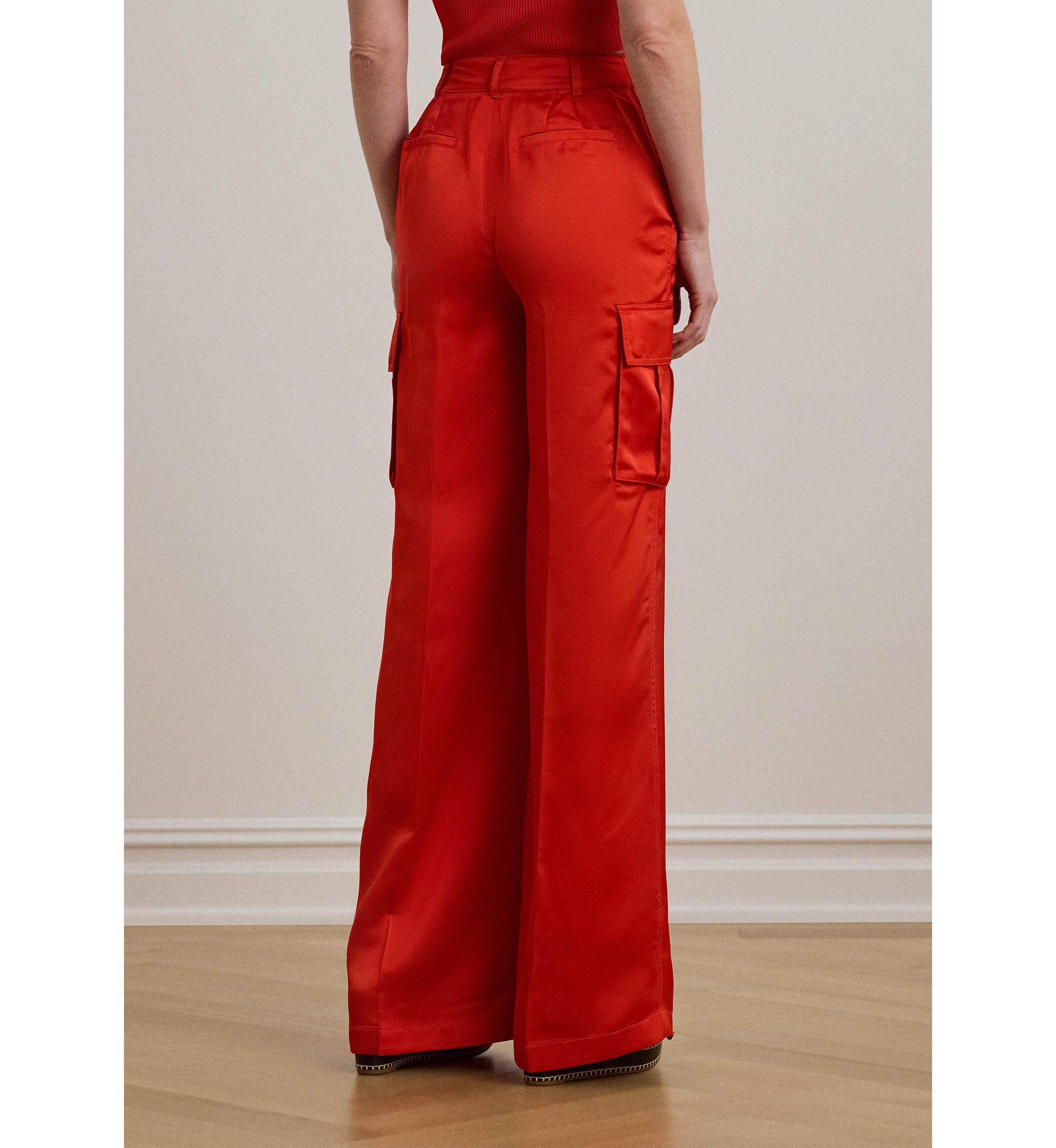 Satin Charmeuse Wide Leg Cargo Pants