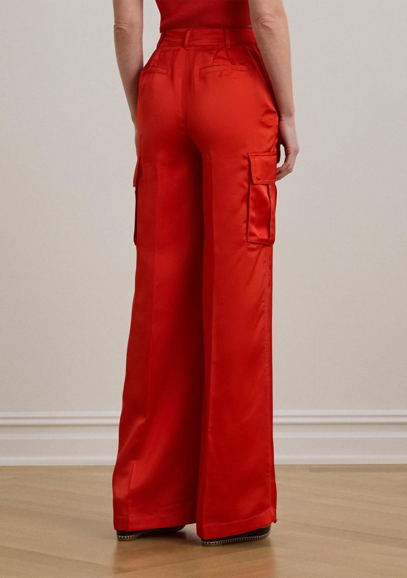 Satin Charmeuse Wide Leg Cargo Pants