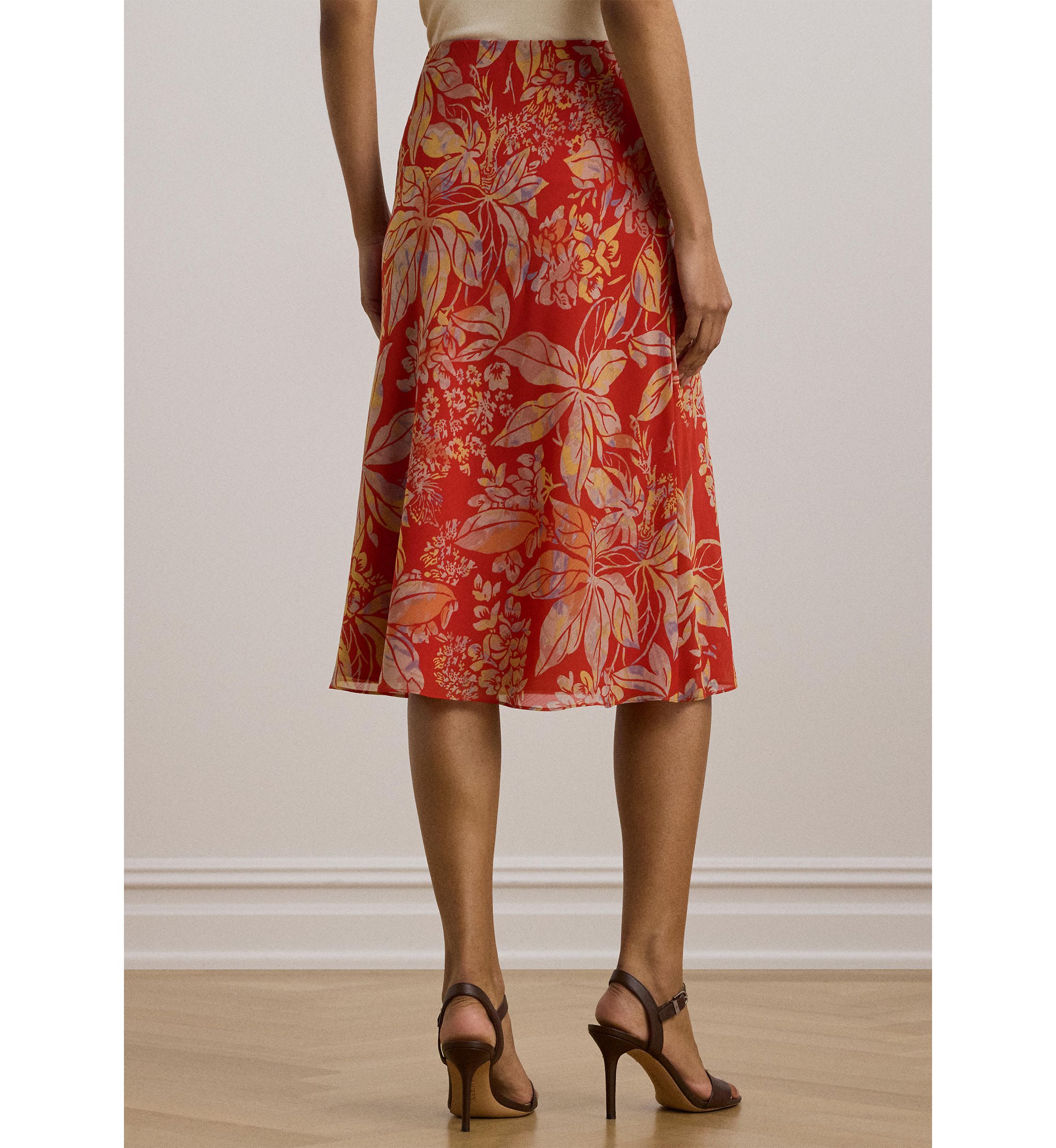 Floral Crinkle Georgette Midi Skirt