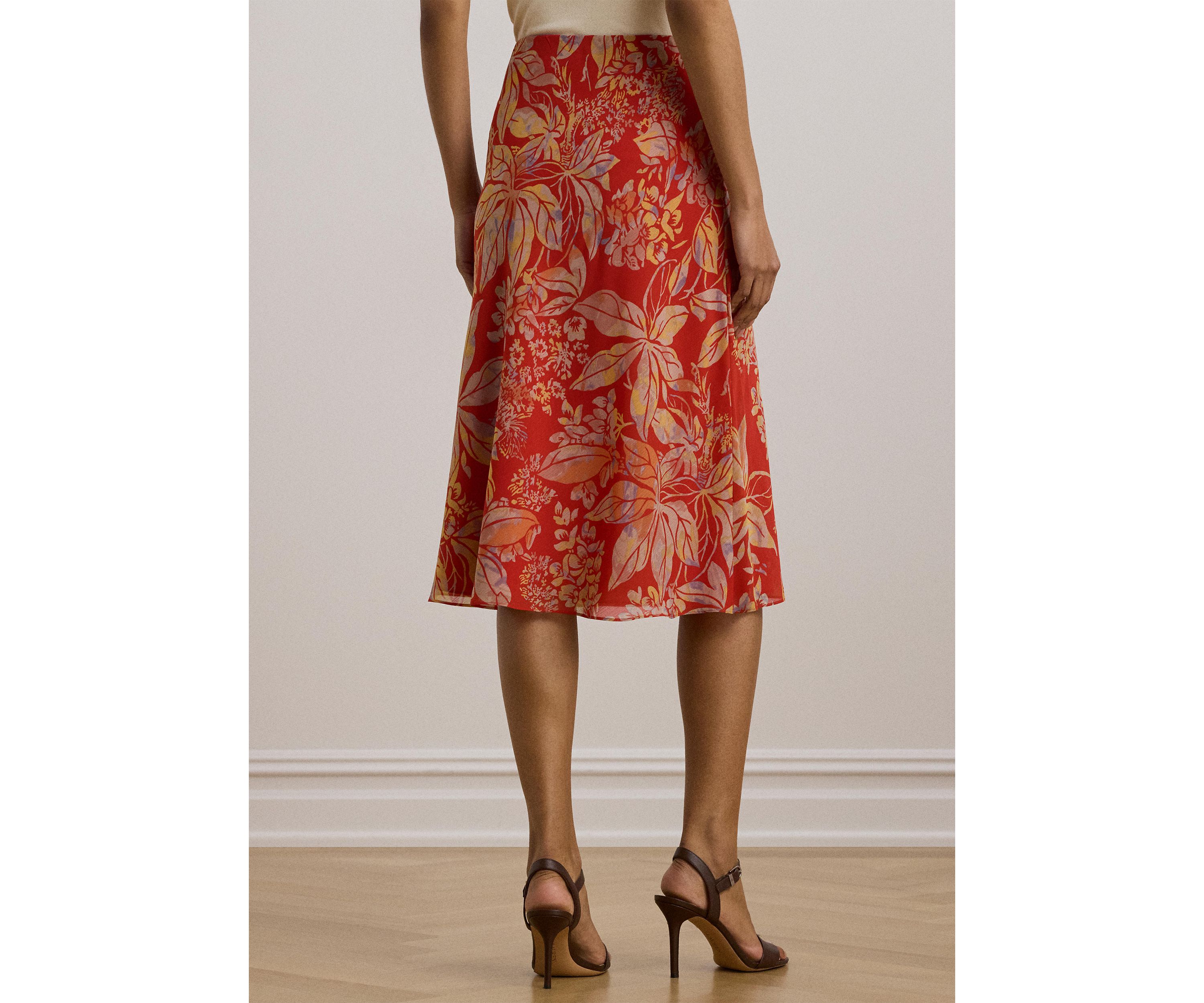 Floral Crinkle Georgette Midi Skirt