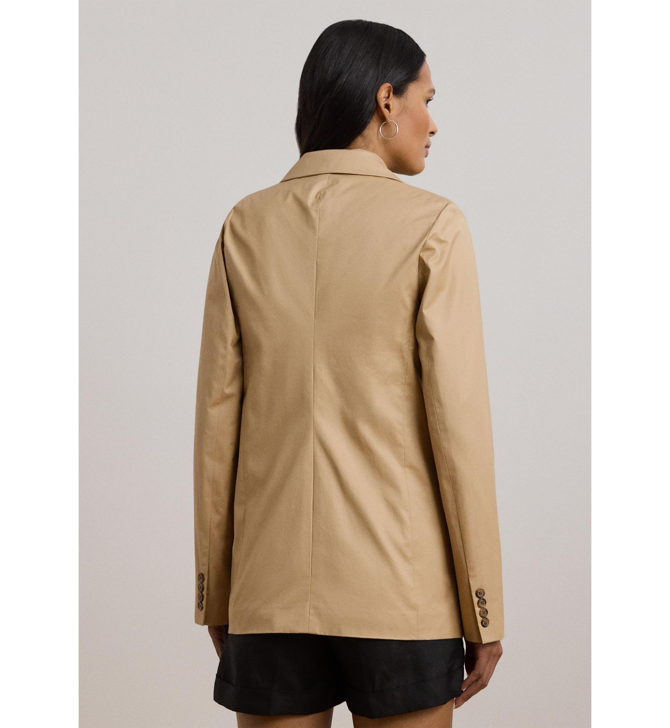Double Breasted Cotton Twill Blazer