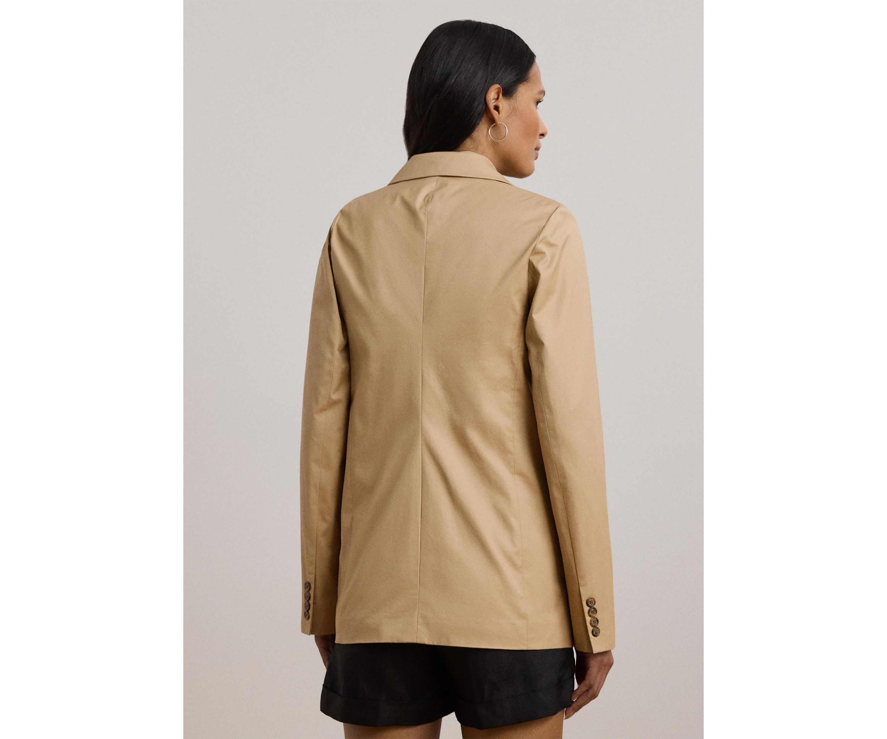 Double Breasted Cotton Twill Blazer