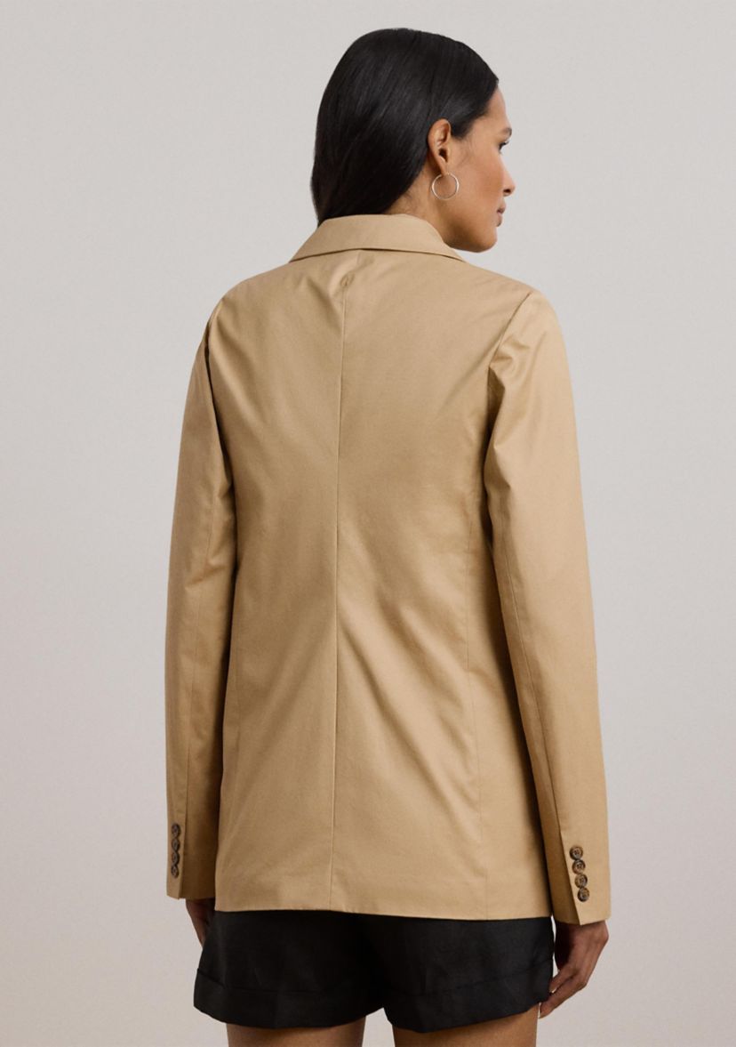 Double Breasted Cotton Twill Blazer