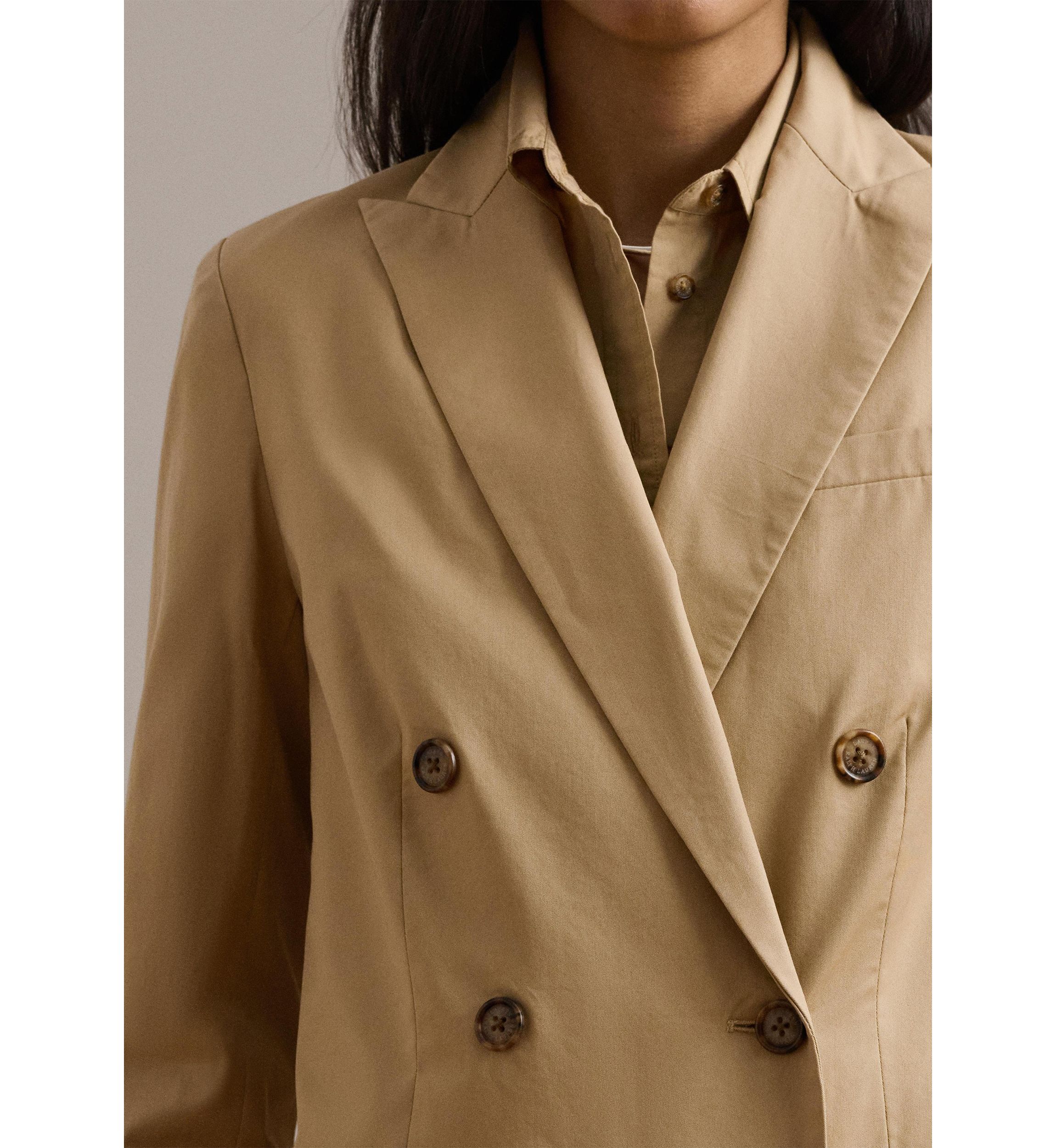 Double Breasted Cotton Twill Blazer