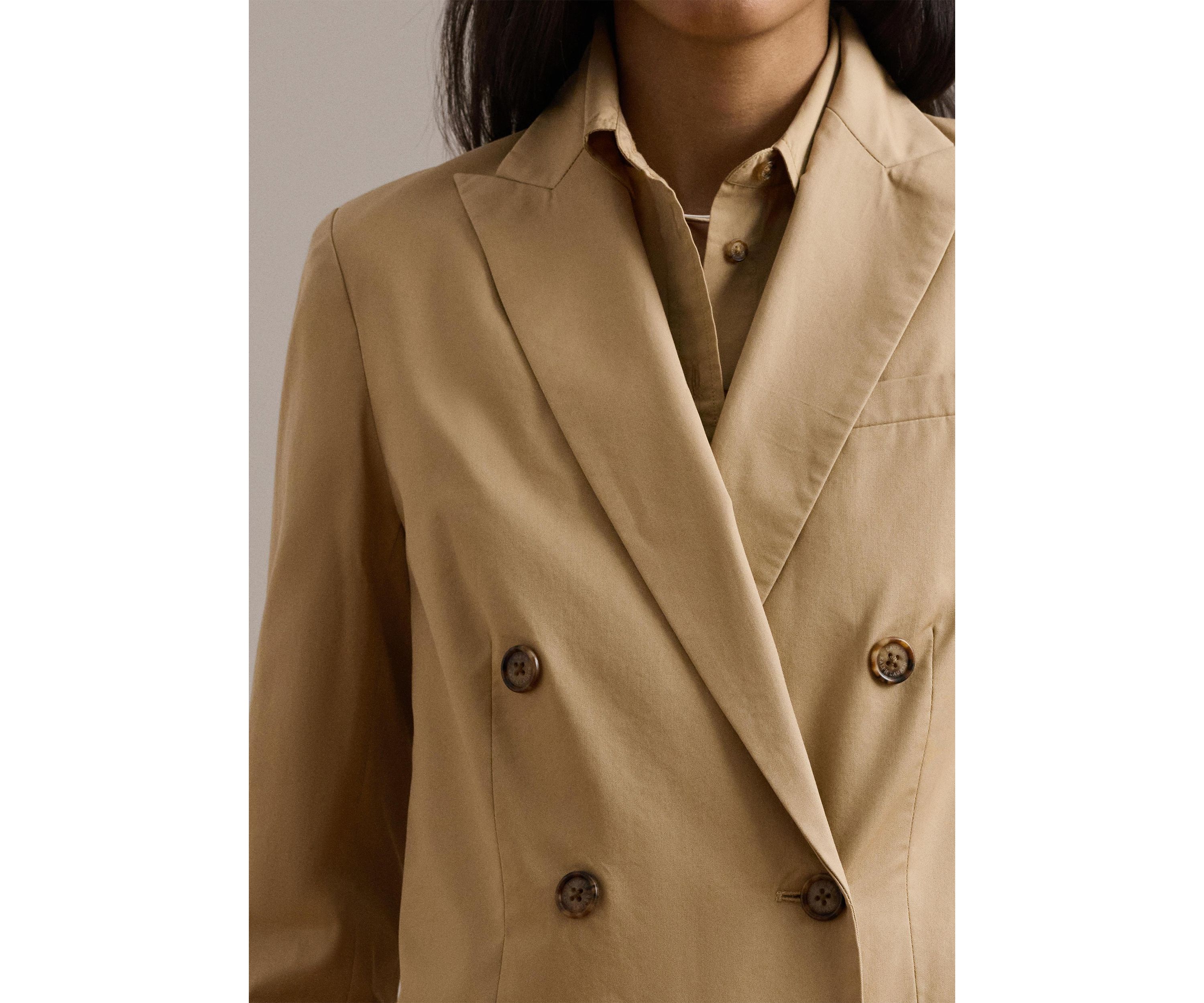 Double Breasted Cotton Twill Blazer