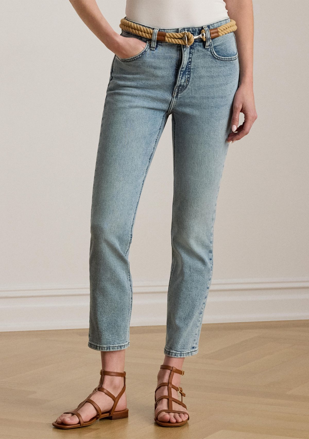 High Rise Straight Ankle Jeans